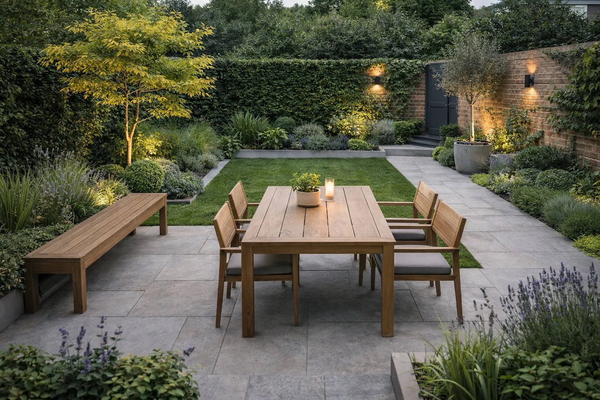 Jardin méditerranéen lumineux et minimaliste aménagé à Pérols par Bontemps Paysagiste